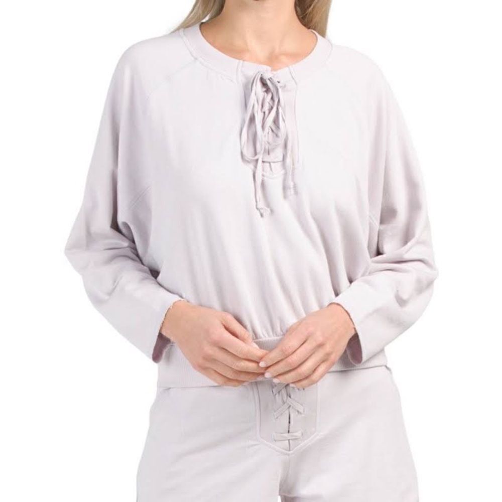Young Fabulous & Broke Payton Front-Tie Crew Sweatshirt - Lavender